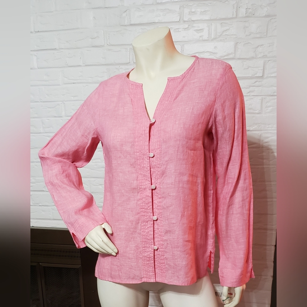 LIZ CLAIBORNE | Long Sleeve Linen Blouse/Shirt